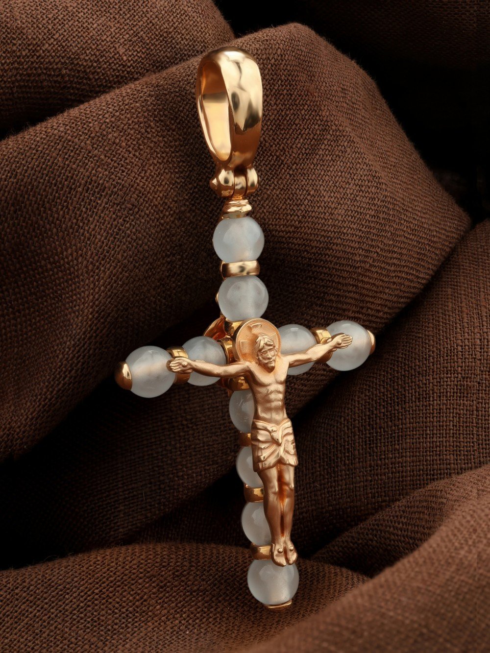 Крест из золота c агатом