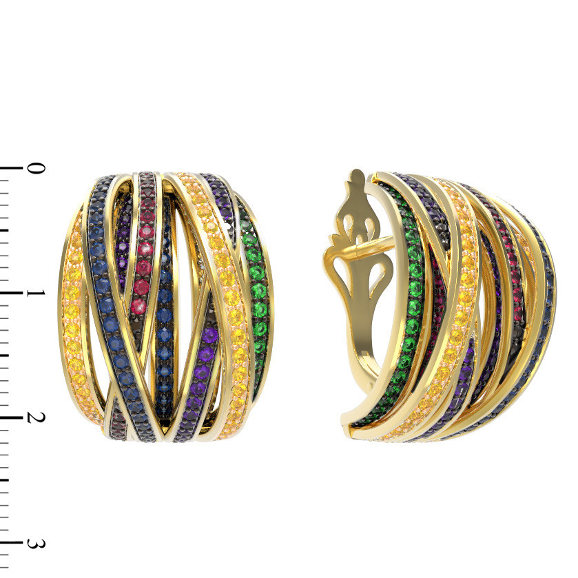 Серьги из лимонного золота c фианитом