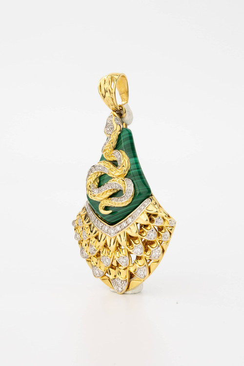 Подвеска из лимонного золота c бриллиантами и малахитом