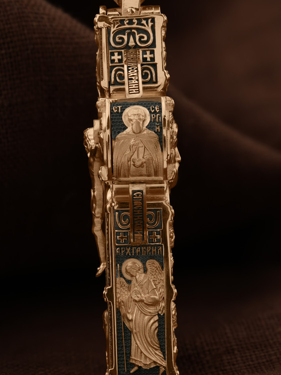 Крест из золота c эбеновым деревом