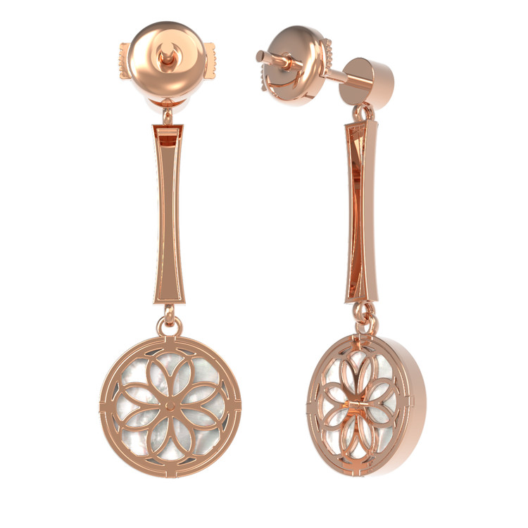 Серьги из золота c фианитом и перламутром