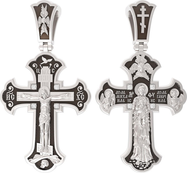 Крест из белого золота c бриллиантами