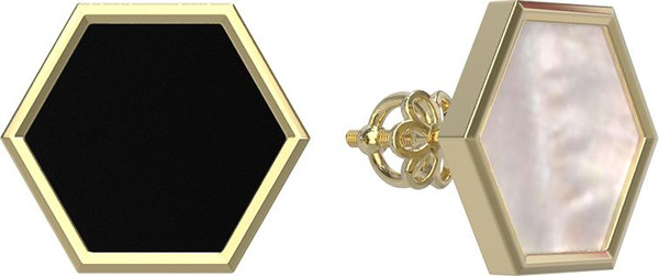 Серьги из лимонного золота c ониксом и перламутром