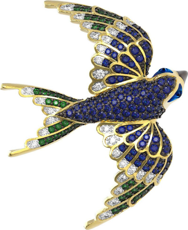 Подвеска из лимонного золота c эмаль и фианитом