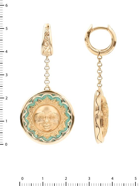 Серьги из золота c бирюзой и лазуритом