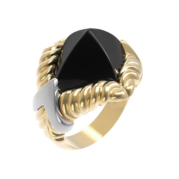 Кольцо из лимонного золота c ониксом