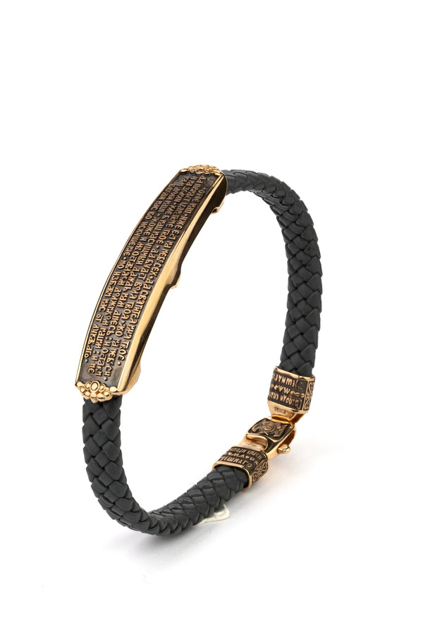 Браслет из золота c кожаным шнурком