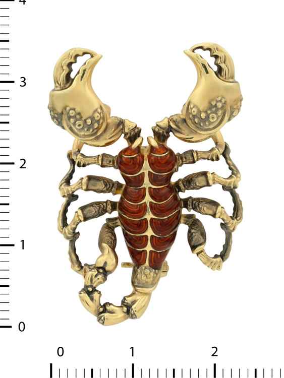 Брошь из лимонного золота c эмаль