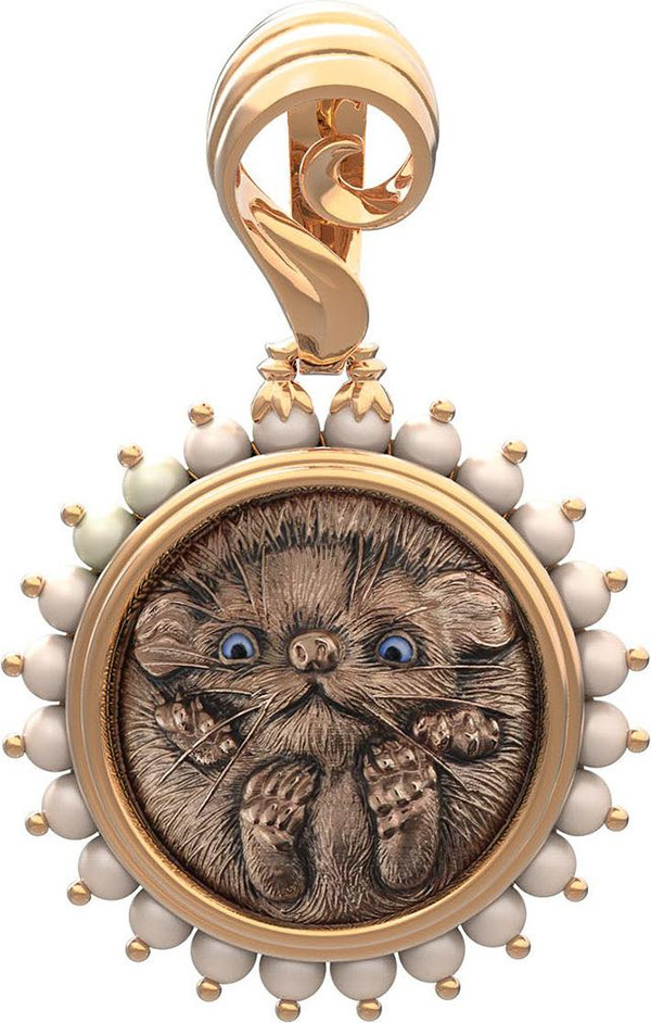 Подвеска из золота c эмаль и жемчугом