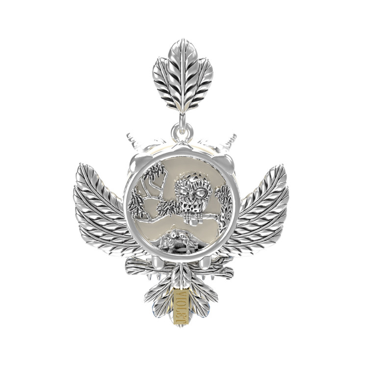 Подвеска из белого золота c эмаль и жемчугом