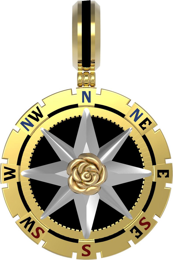 Подвеска из лимонного золота c эмаль и ониксом