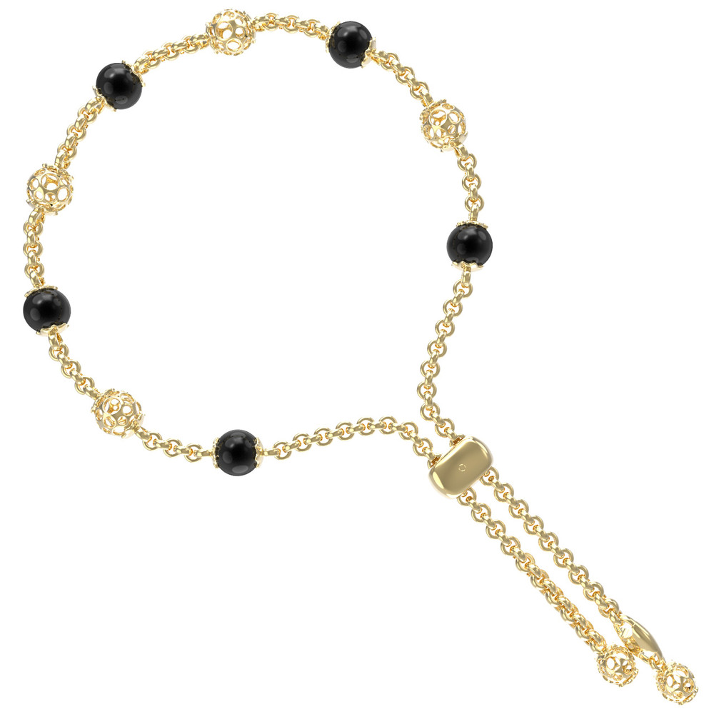 Браслет из лимонного золота c ониксом