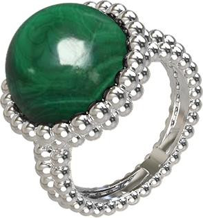 Кольцо из белого золота c малахитом