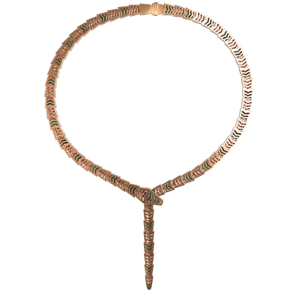 Колье из золота c бриллиантами и малахитом