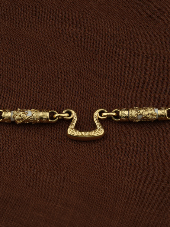 Цепь из лимонного золота c эмаль и бивнем мамонта