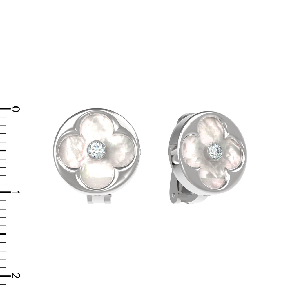 Серьги из белого золота c бриллиантами и перламутром