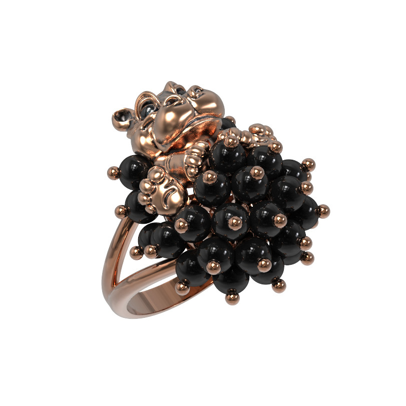 Кольцо из золота c эмалью и ониксом