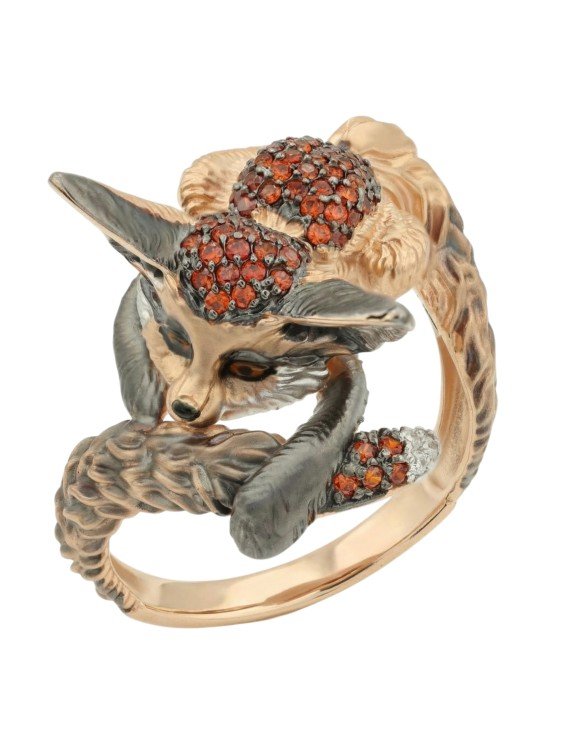 Кольцо из золота c эмаль и фианитом