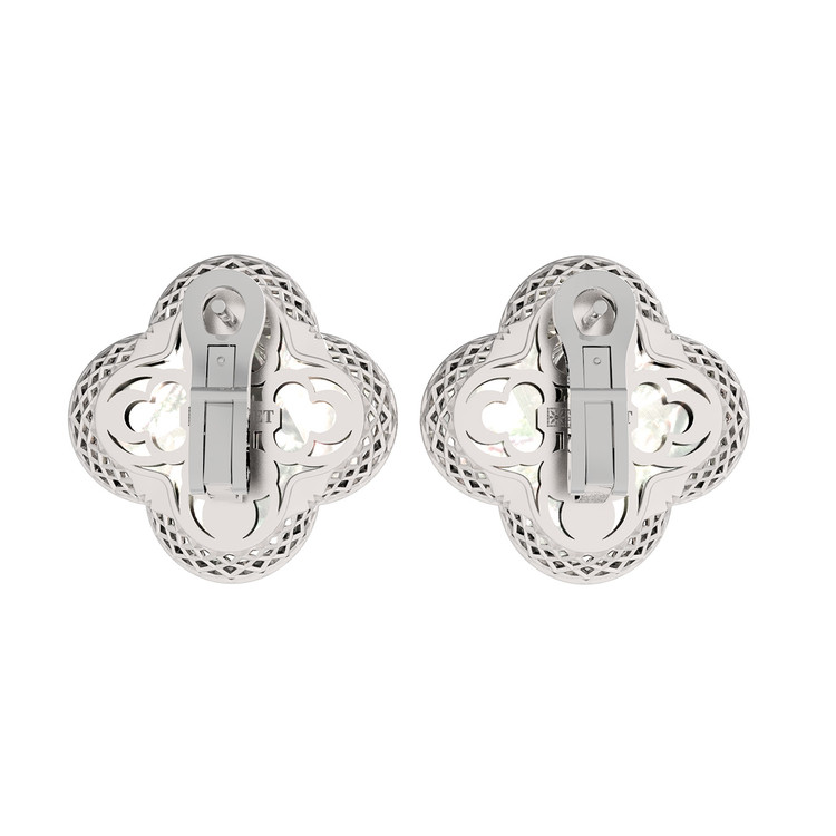 Серьги из белого золота c эмаль и перламутром