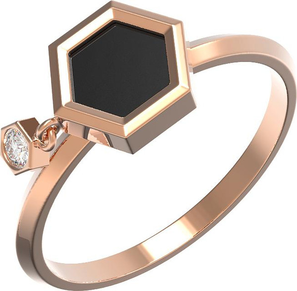 Кольцо из золота c бриллиантами и ониксом