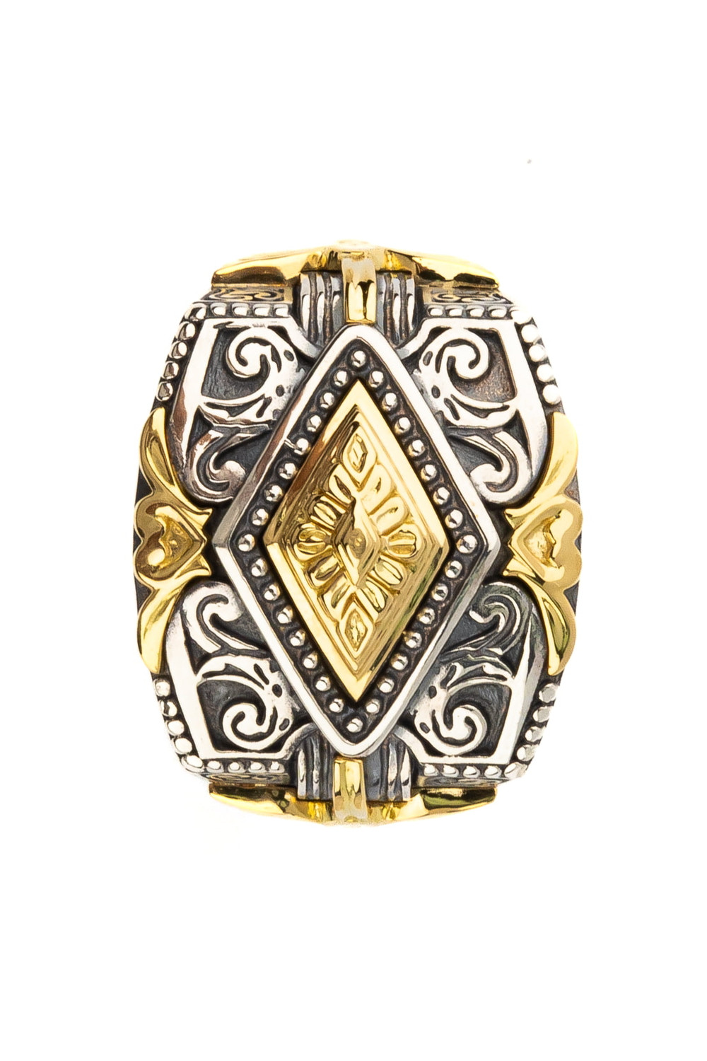 Кольцо из серебра и золота c рубином