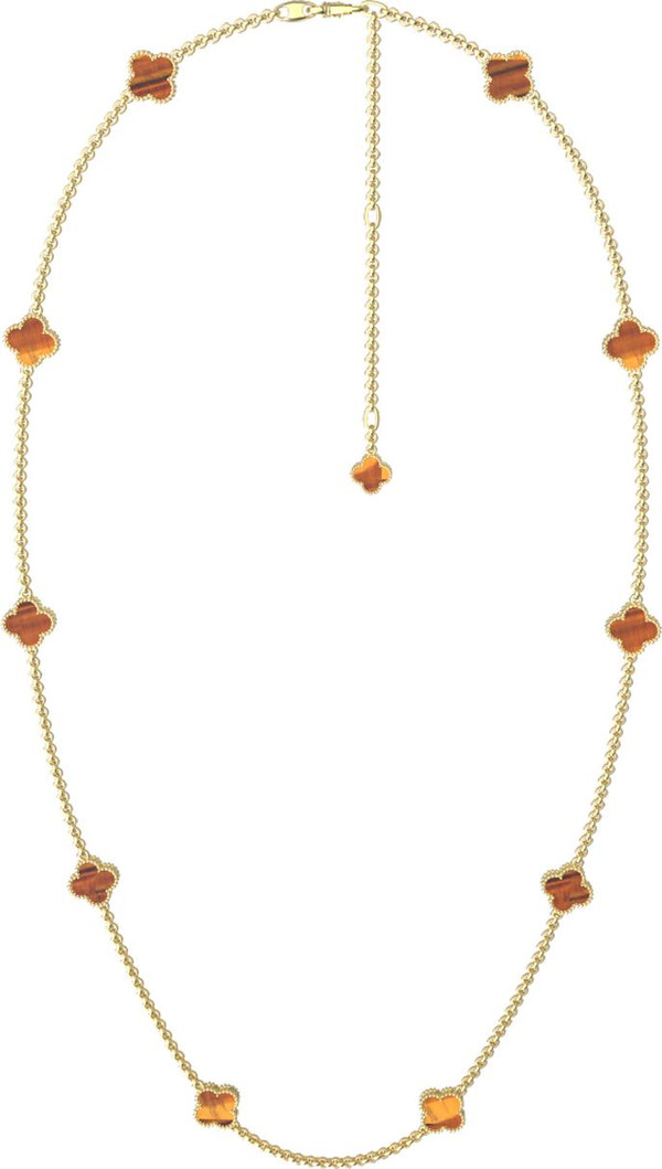 Колье из лимонного золота c тигровым глазом