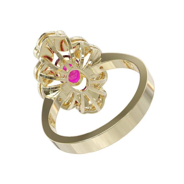 Кольцо из лимонного золота c бриллиантами и рубином