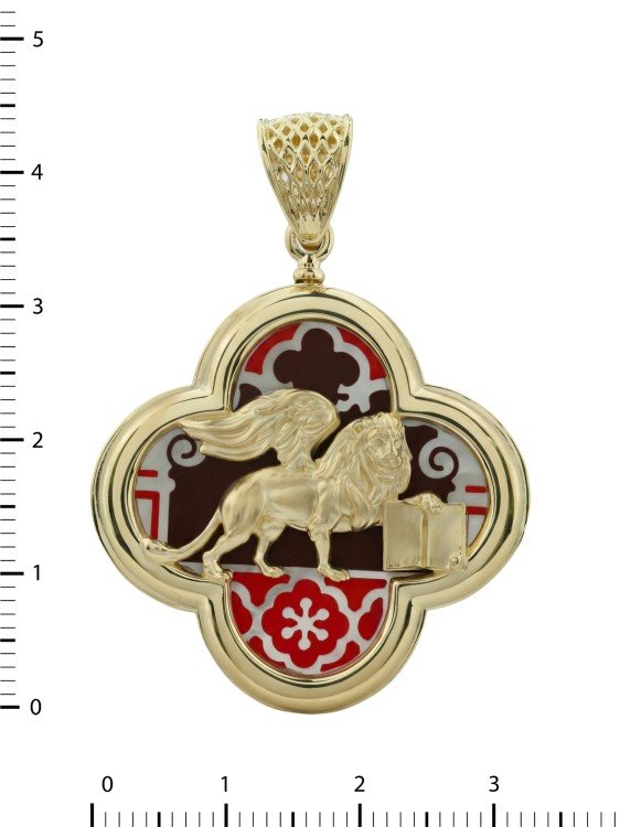 Подвеска из лимонного золота c эмаль и перламутром