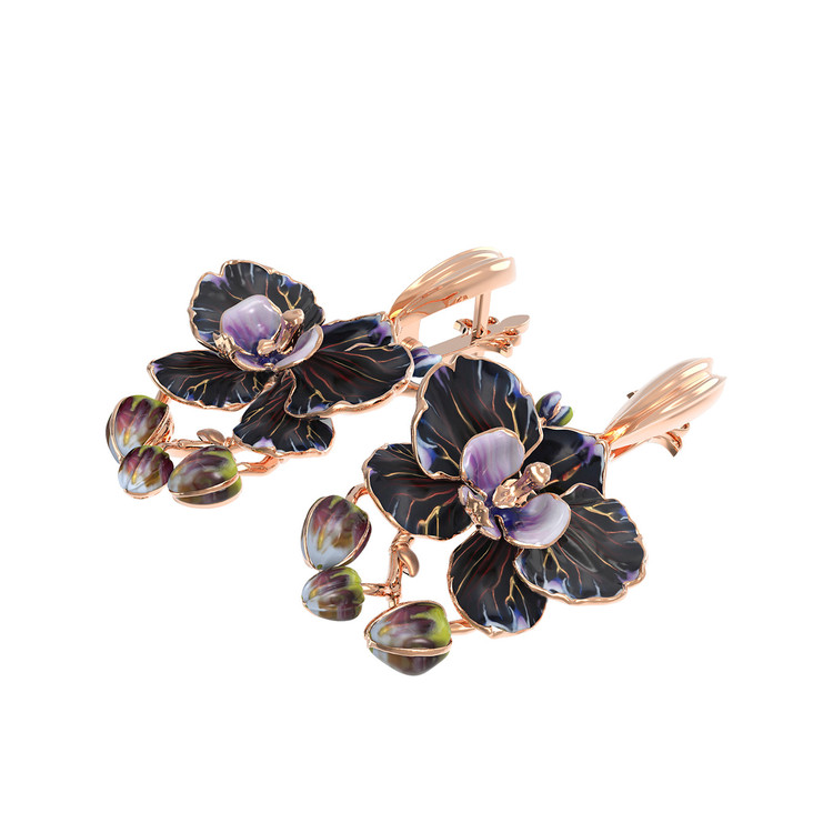 Серьги из золота c эмаль