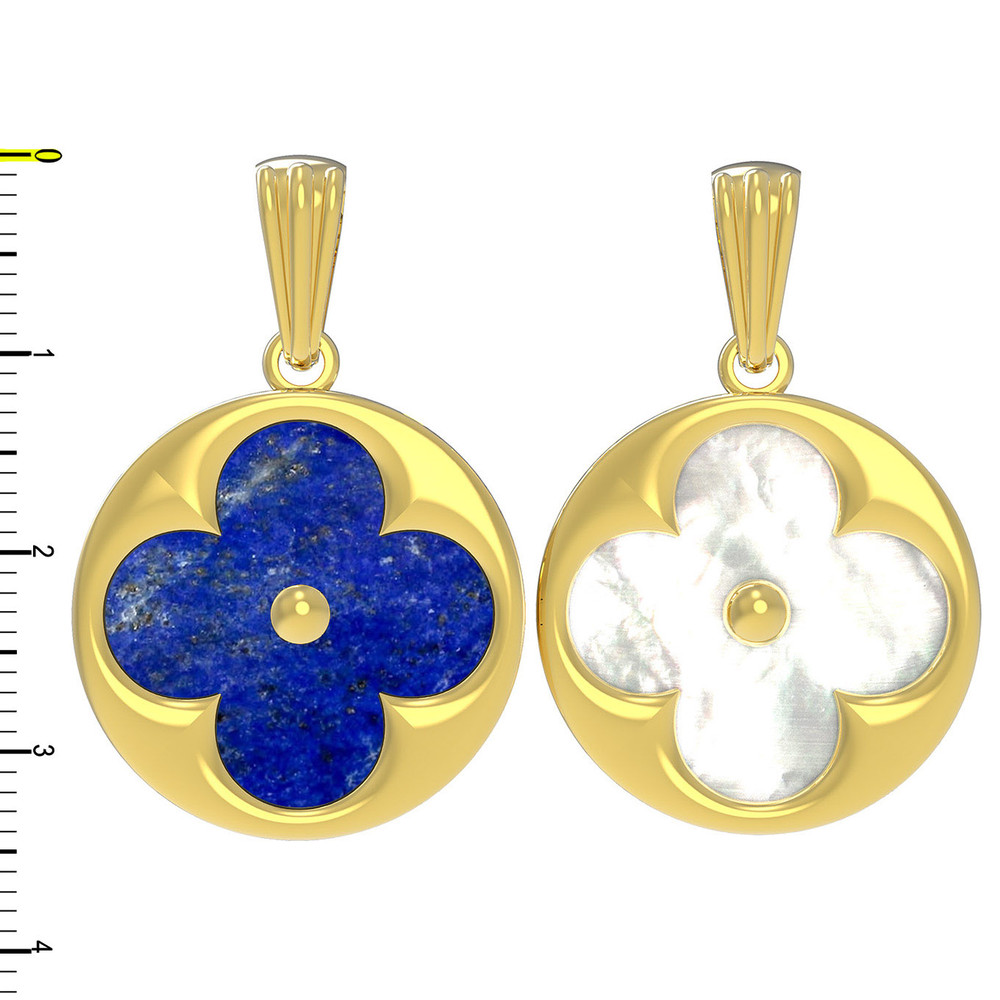 Подвеска из лимонного золота c лазуритом и перламутром