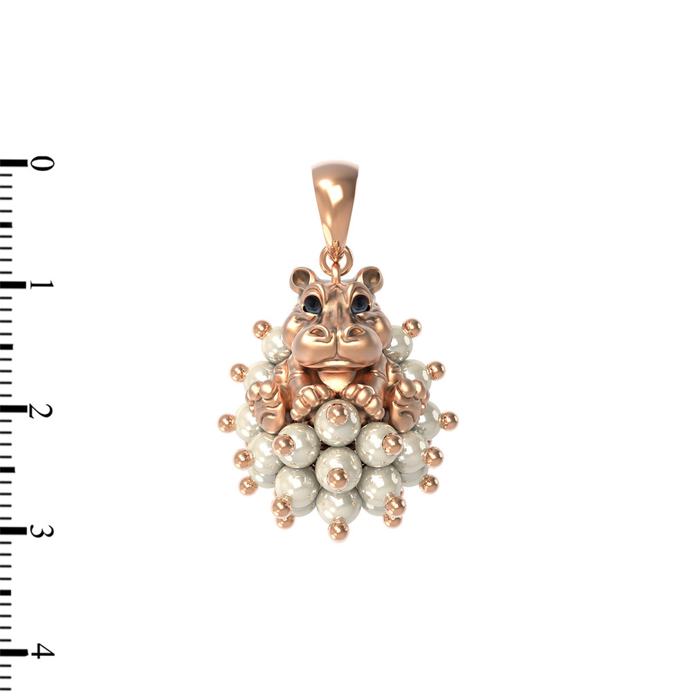 Подвеска из золота c эмаль и жемчугом