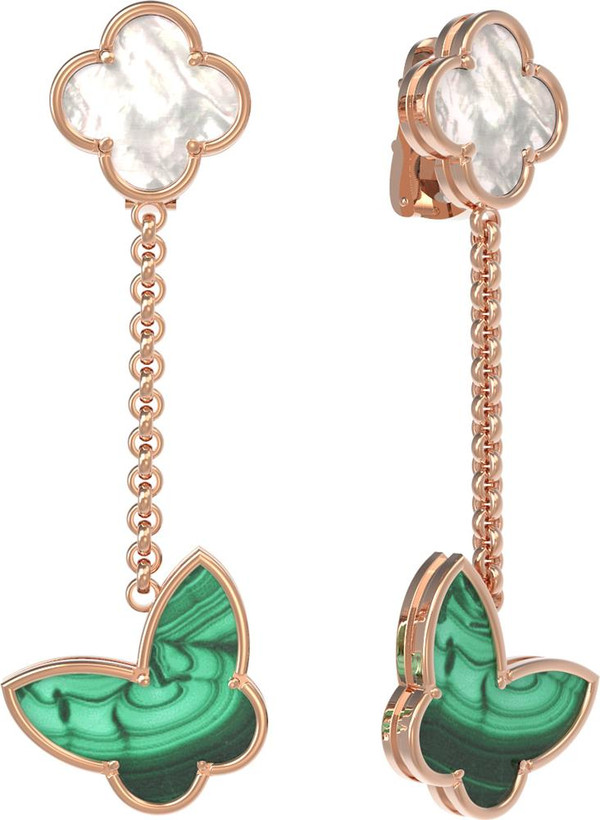 Серьги из золота c малахитом и перламутром