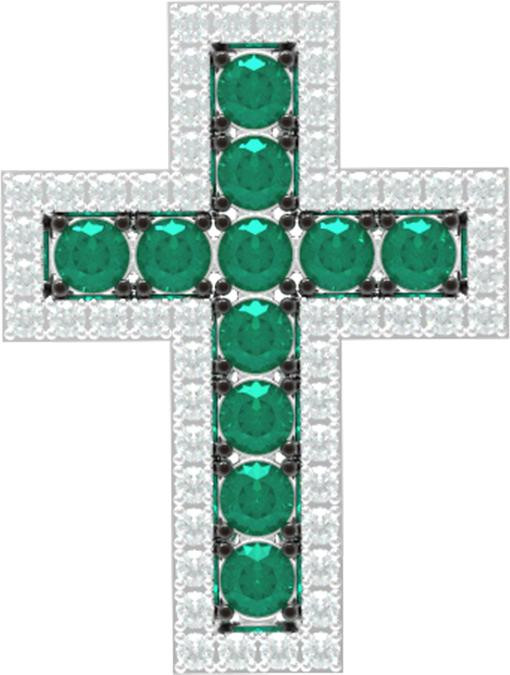 Крест из золота c бриллиантами и изумрудом
