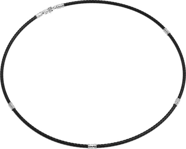 Шнурок кожаный из белого золота c кожаным шнурком