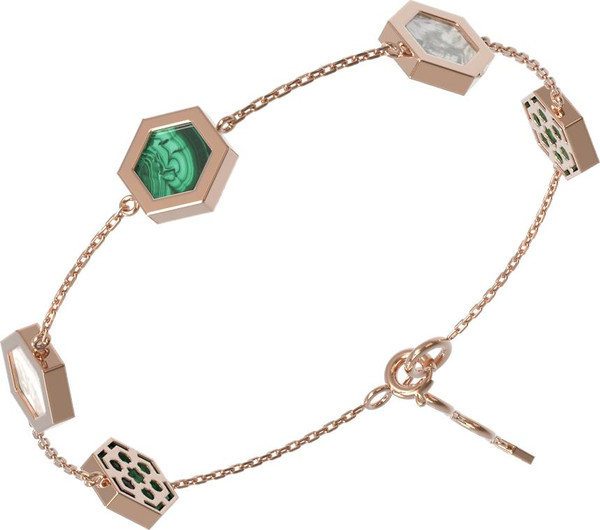 Браслет из золота c малахитом и перламутром