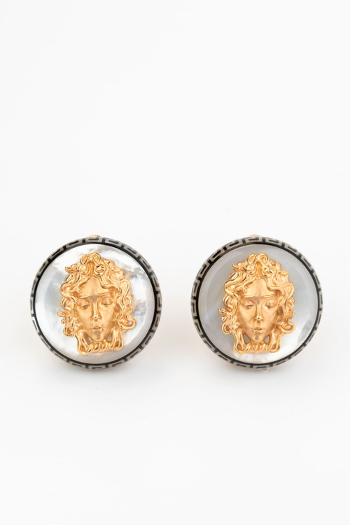 Серьги из золота c эмаль и перламутром