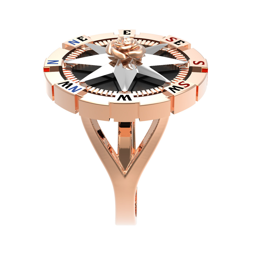 Кольцо из золота c эмалью и ониксом