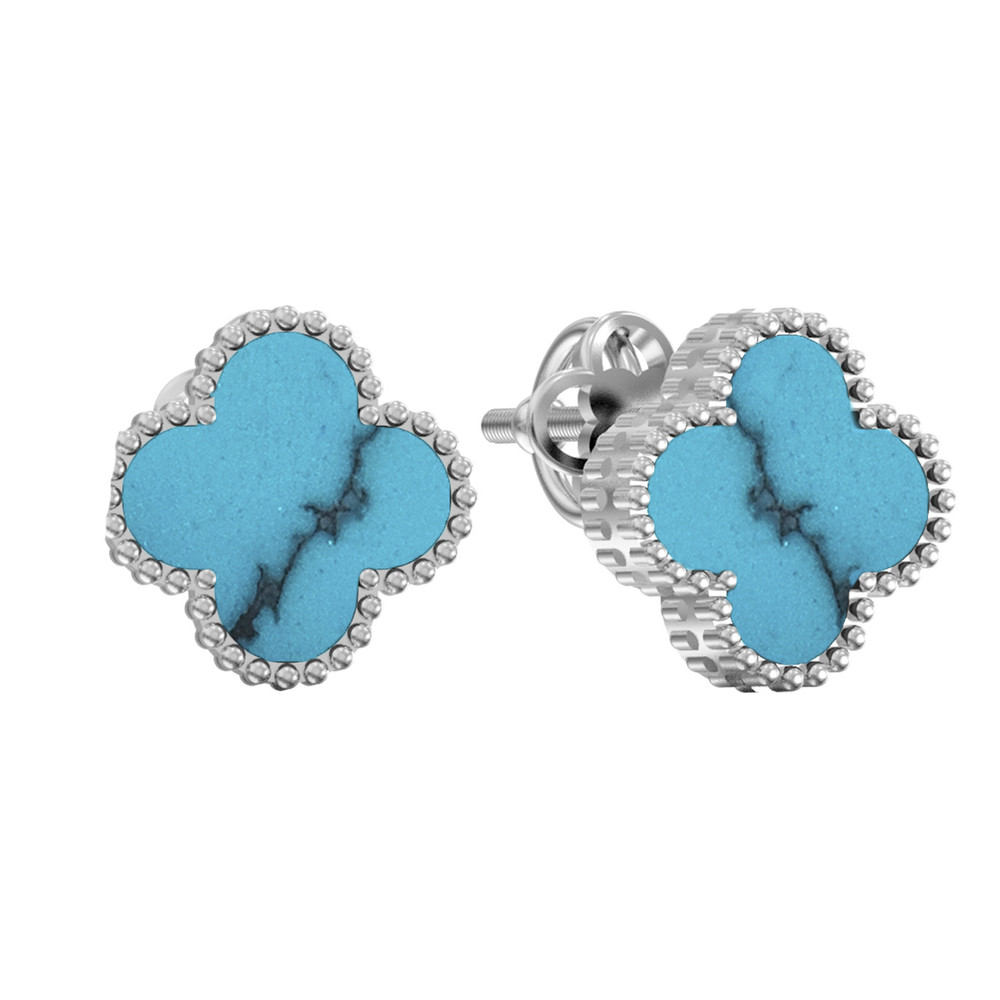 Серьги из белого золота c бирюзой