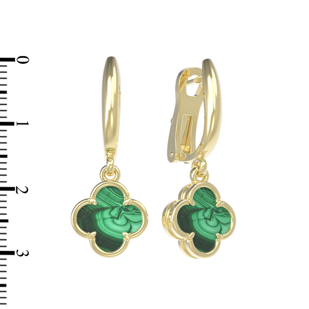 Серьги из лимонного золота c малахитом