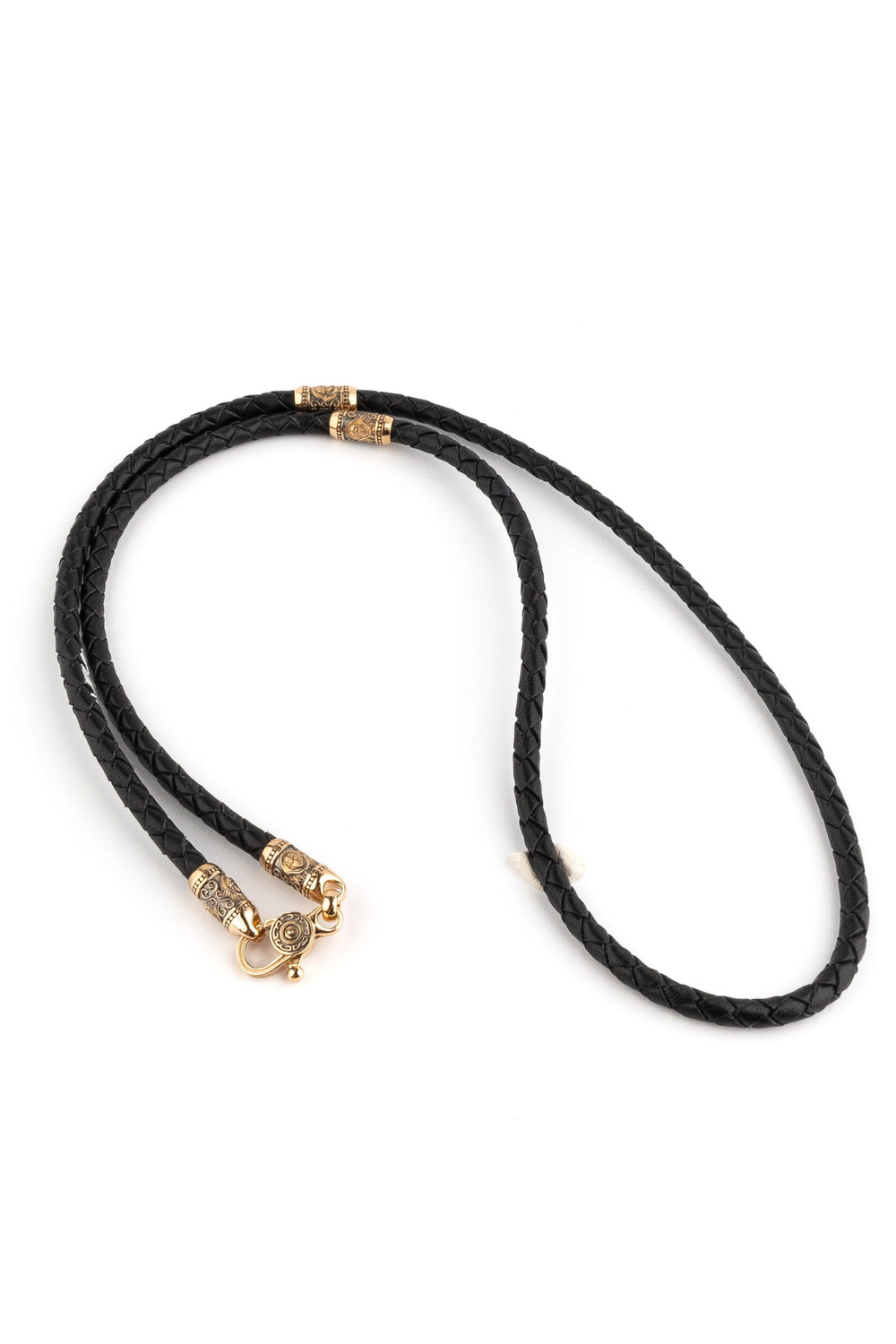 Шнурок кожаный из золота c кожаным шнурком