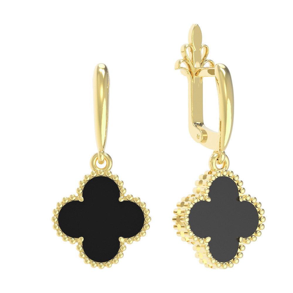 Серьги из лимонного золота c ониксом