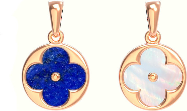 Подвеска из золота c лазуритом и перламутром