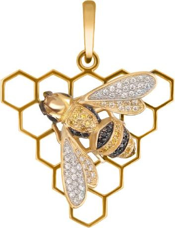 Подвеска из лимонного золота c эмаль и фианитом