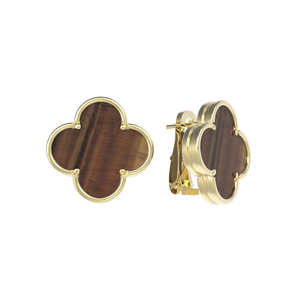 Серьги из лимонного золота c тигровым глазом