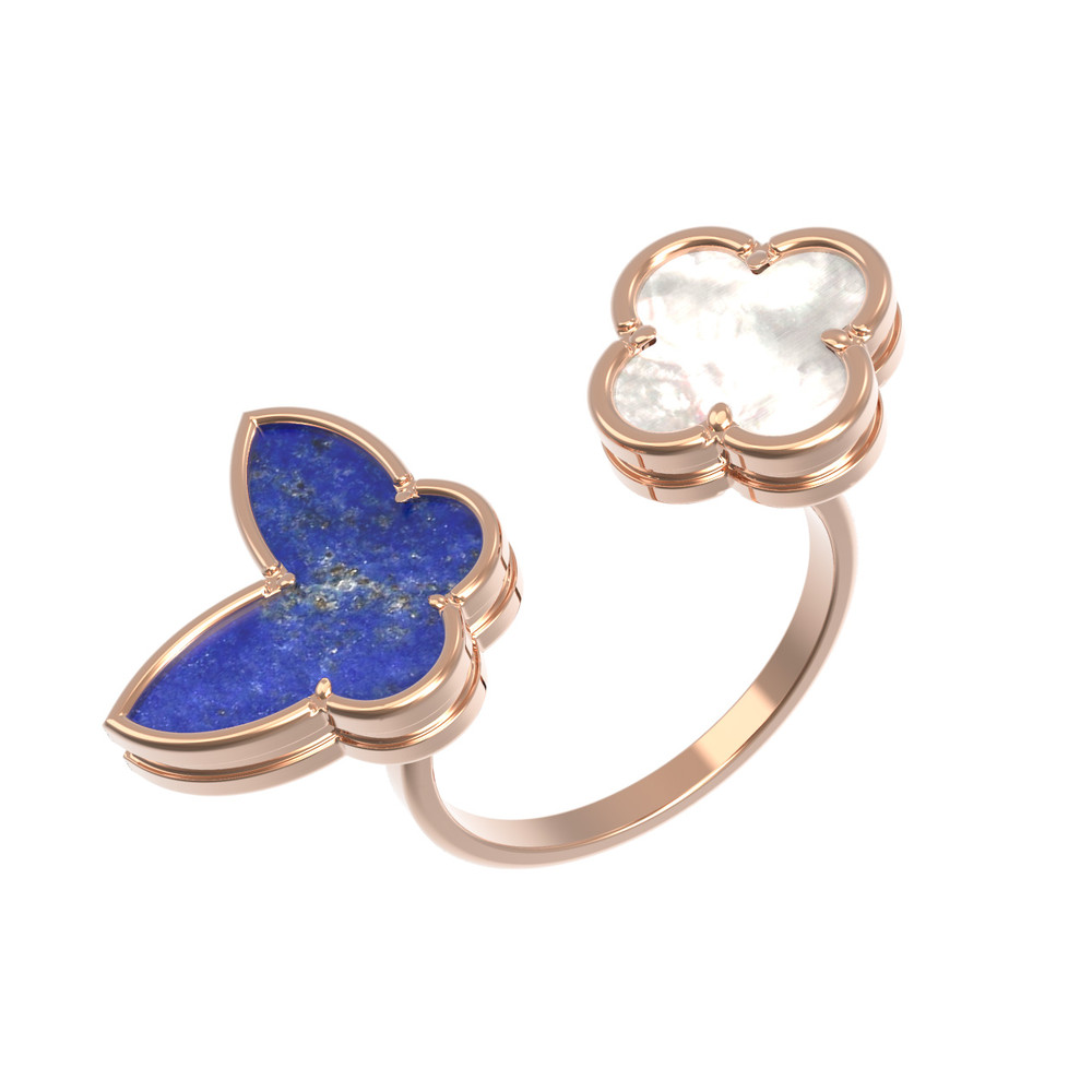 Кольцо из золота c лазуритом и перламутром