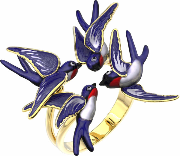 Кольцо из лимонного золота c эмаль