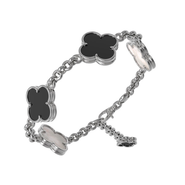 Браслет из белого золота c ониксом и перламутром