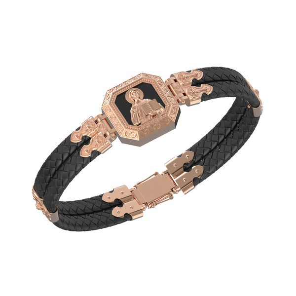 Браслет из золота c шнурком и ониксом