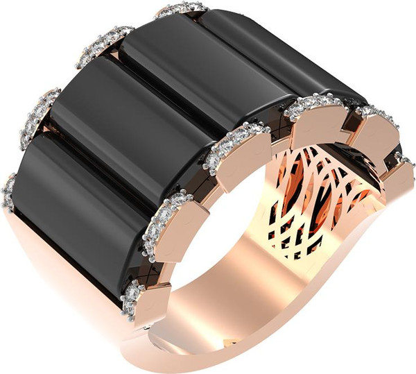 Кольцо из золота c бриллиантами и ониксом