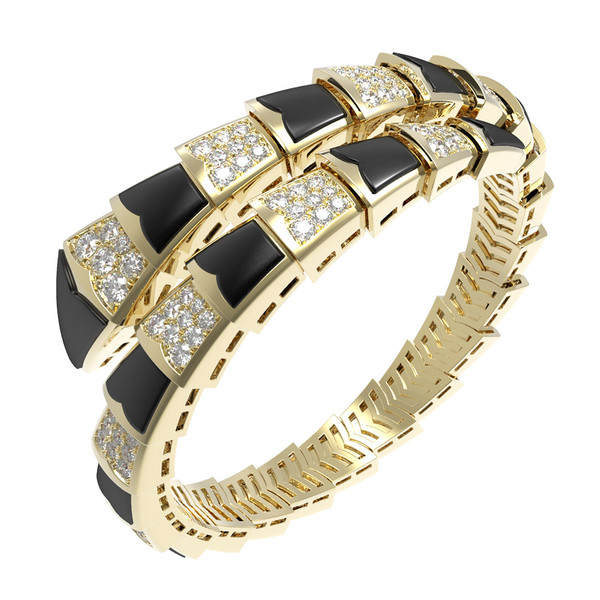 Браслет из лимонного золота c бриллиантами и ониксом